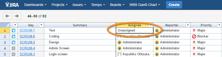 Assignee in Excel like Issue Editor for JIRA