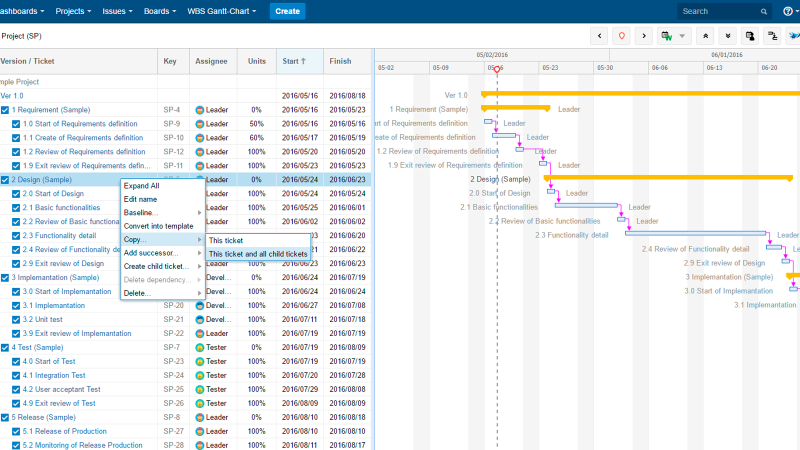 WBS Gantt-Chart for JIRA screenshot