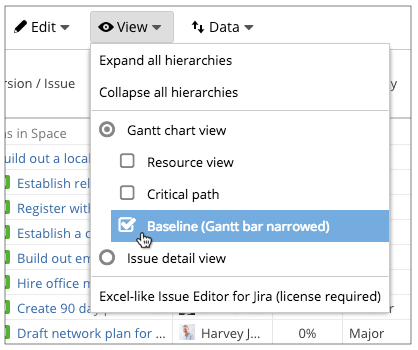 baseline in Gantt bar