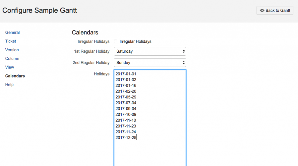 Configure Sample Gantt Demo Screenshot