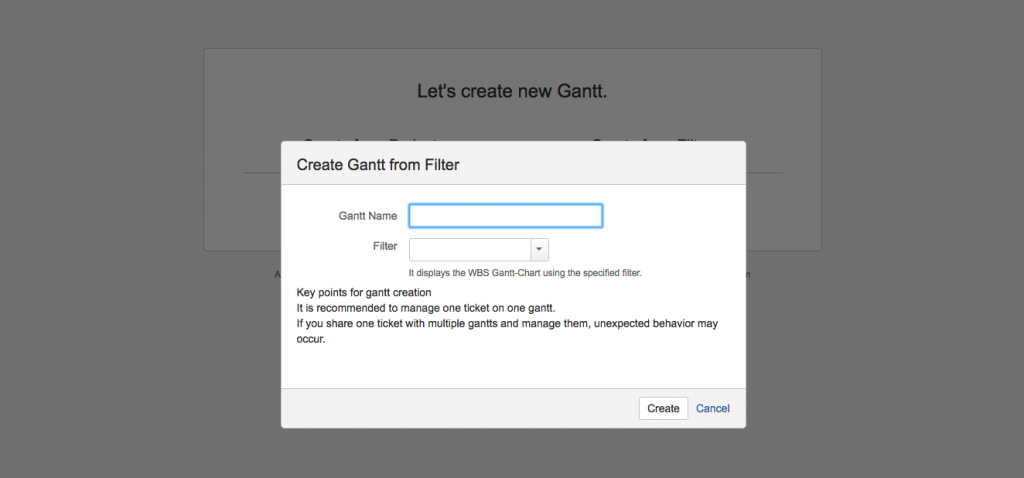 Create Gantt from Filter Demo Screenshot