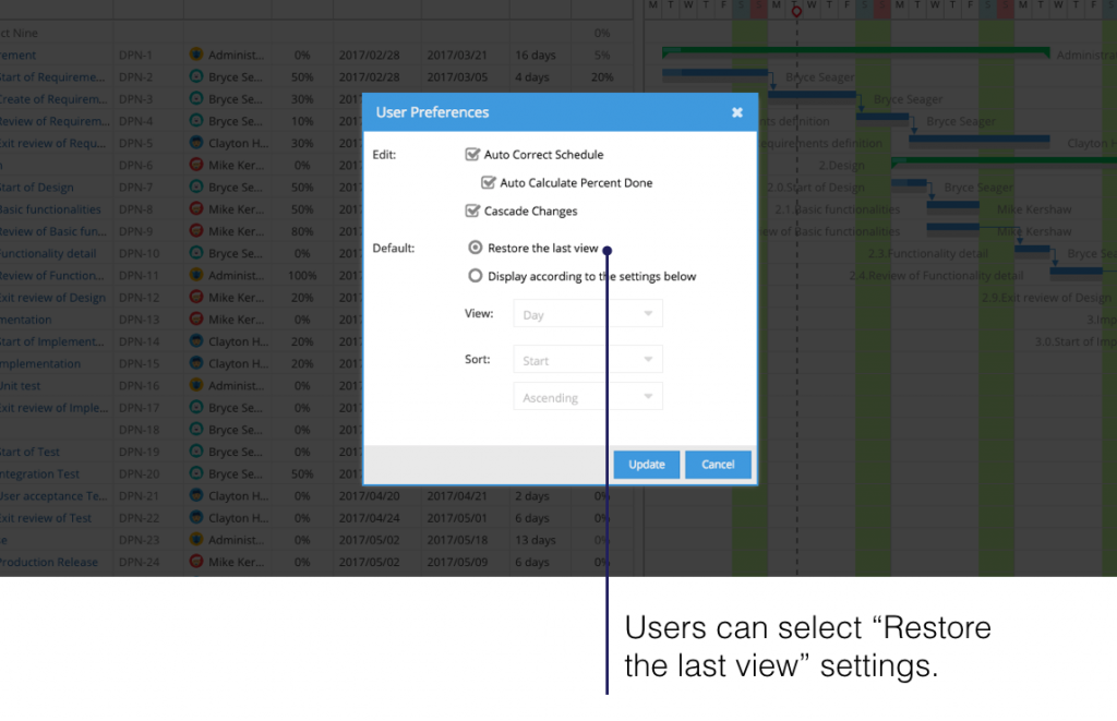User Preferences Demo Screenshot