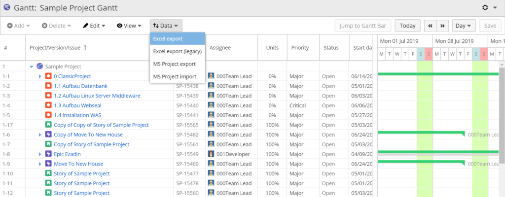 Smooth import/export between Jira and Excel or Microsoft Project.