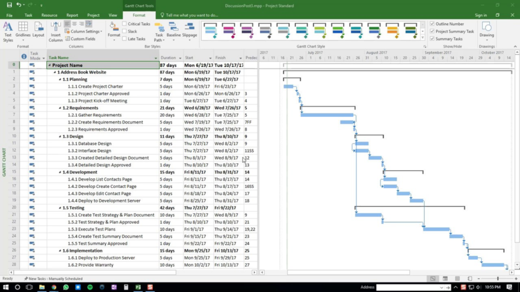 Microsoft Project UI