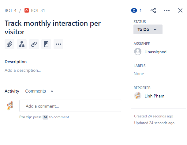 A screenshot of the Jira issue interface.