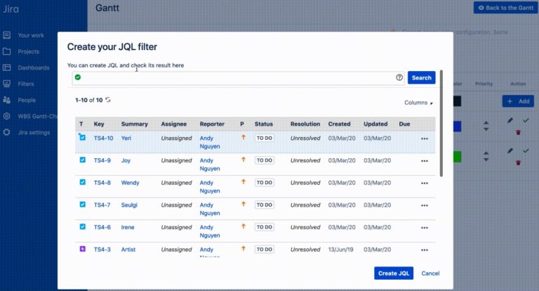 Create jql filter