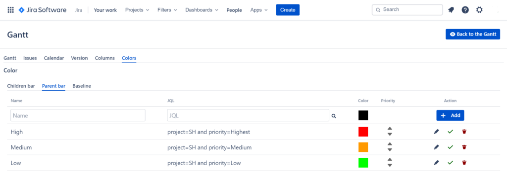 Set different colors for different projects for visual prioritization.