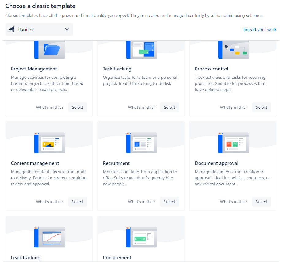 choose project template