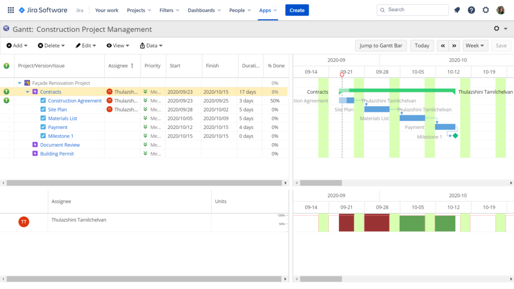 A screenshot showing how construction project managers can allocate resources for tasks.