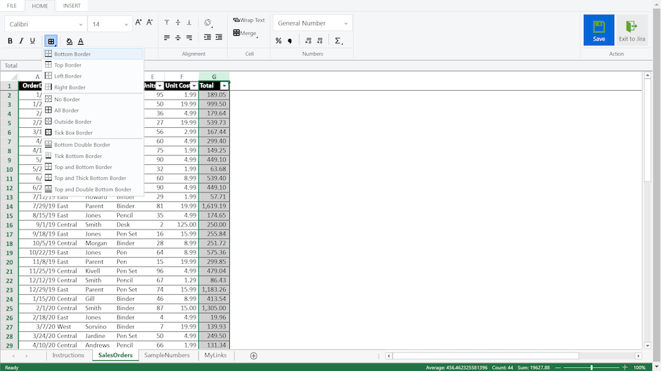 Cell formatting