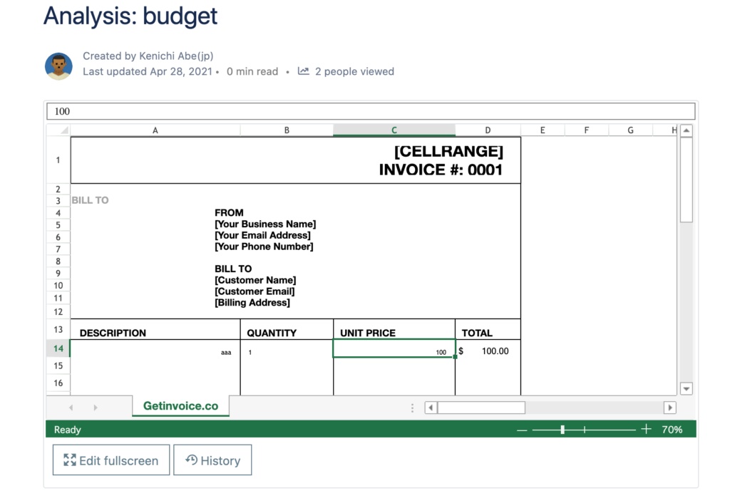 Access previous versions of your table from the “History” tab.