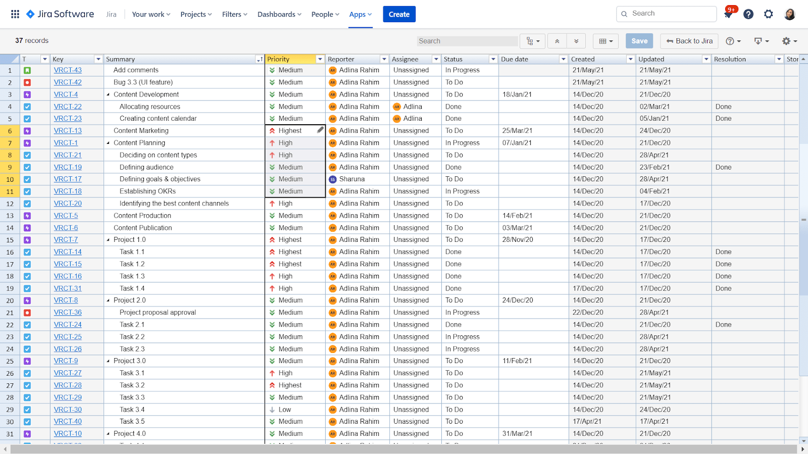 Jira backlog grooming app: Excel-like Bulk Issue Editor for Jira.