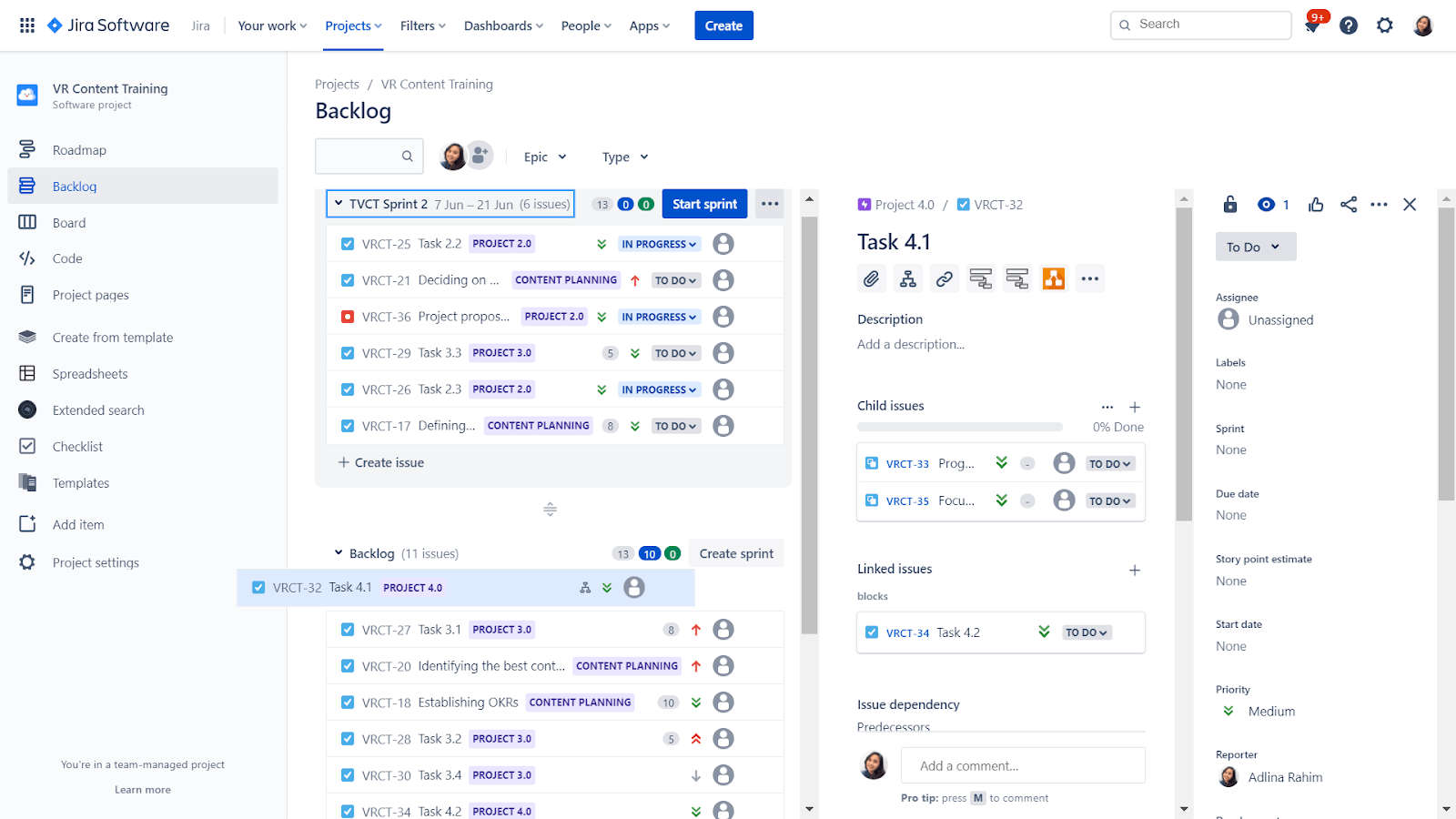 Jira drag and drop feature.