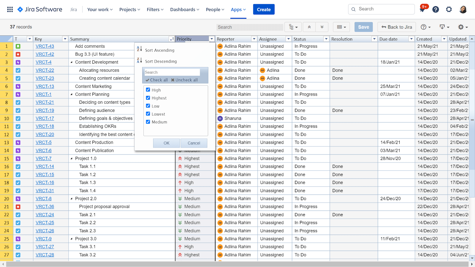 Excel-like Issue Editor for Jira