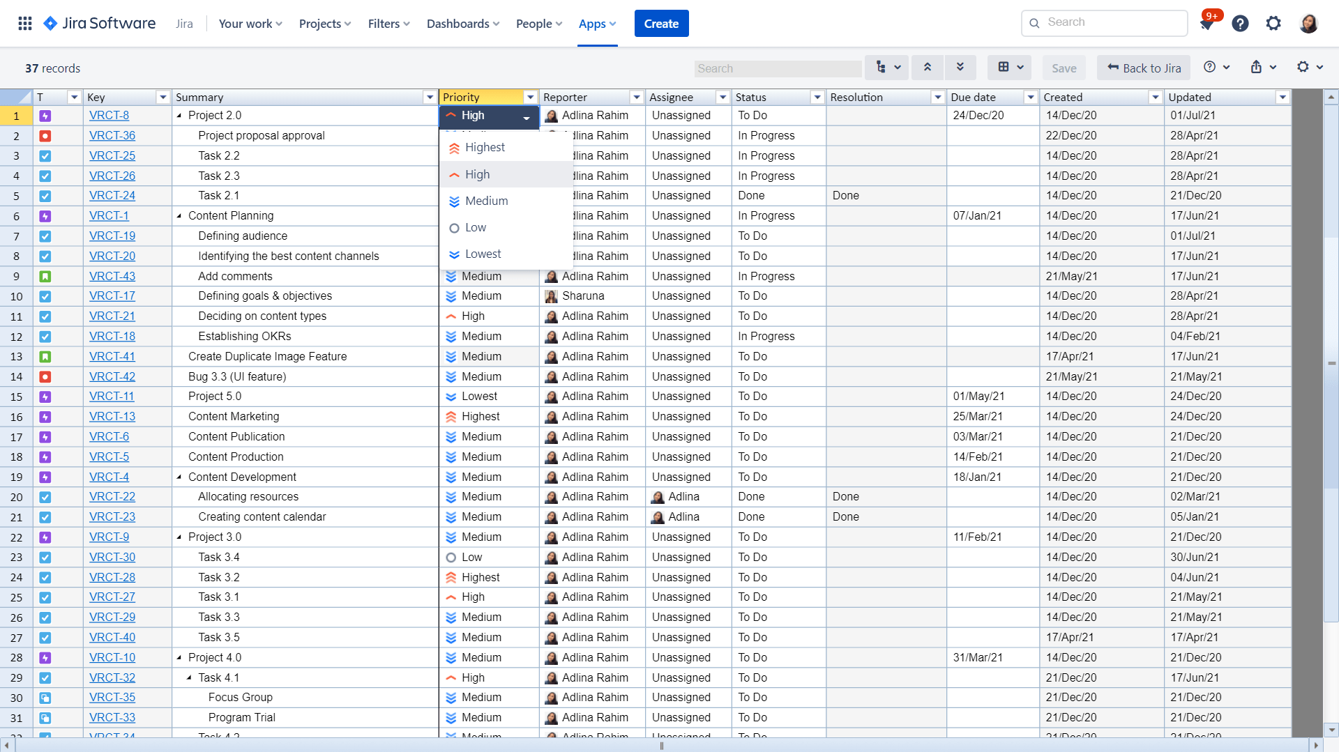 Excel-like Bulk Issue Editor for Jira