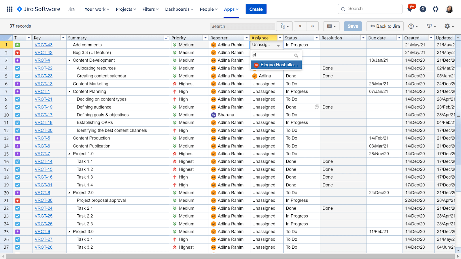 Familiar Excel features