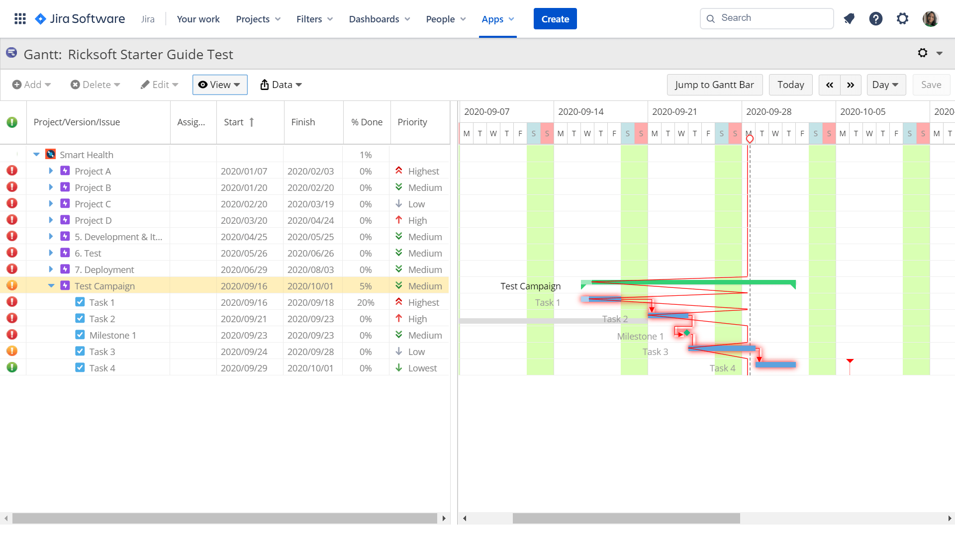 WBS Gantt-Chart for Jira interface