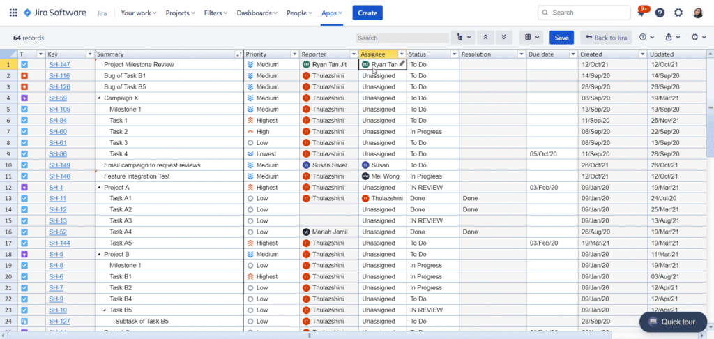 Bulk-edit backlog items seamlessly using copy and paste features.