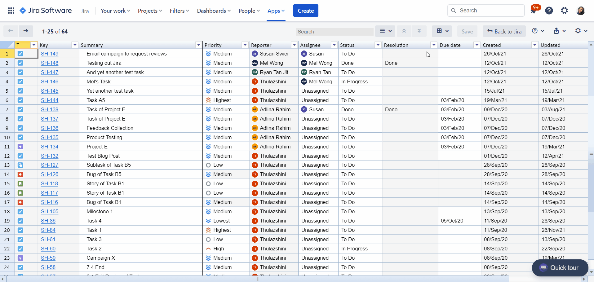 View all Jira issues in one screen, in hierarchies.