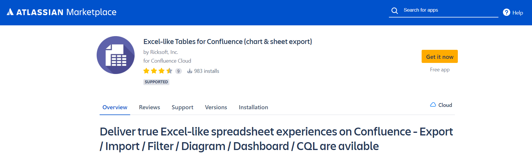 Excel-like Tables for Confluence