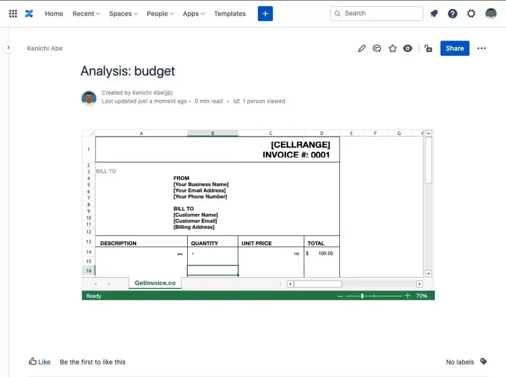 Table data is stored in your Confluence instance.