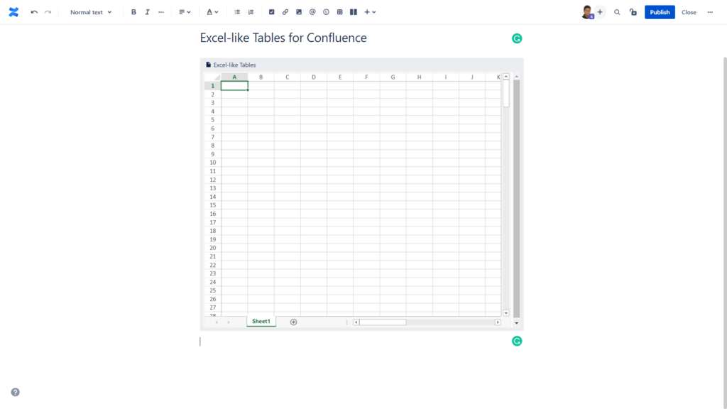 Now every Confluence page can add an Excel-like table by default.