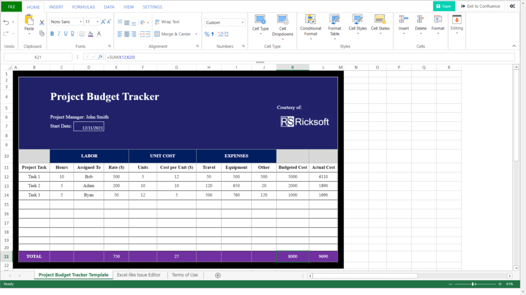 Use SUM, COUNT, AVERAGE, IF and more for your data.