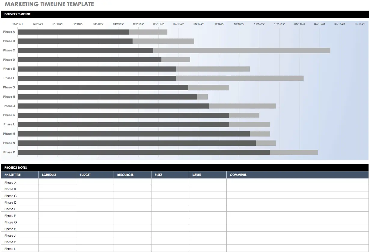 Smartsheet's Marketing Project Timeline Template