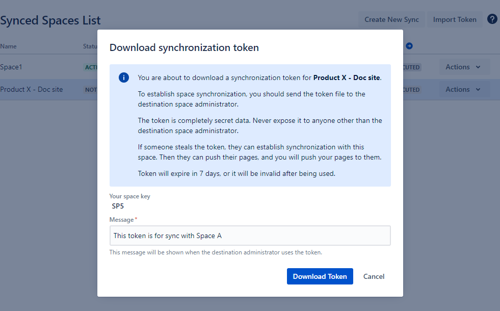 Enhanced security measures for space synchronization