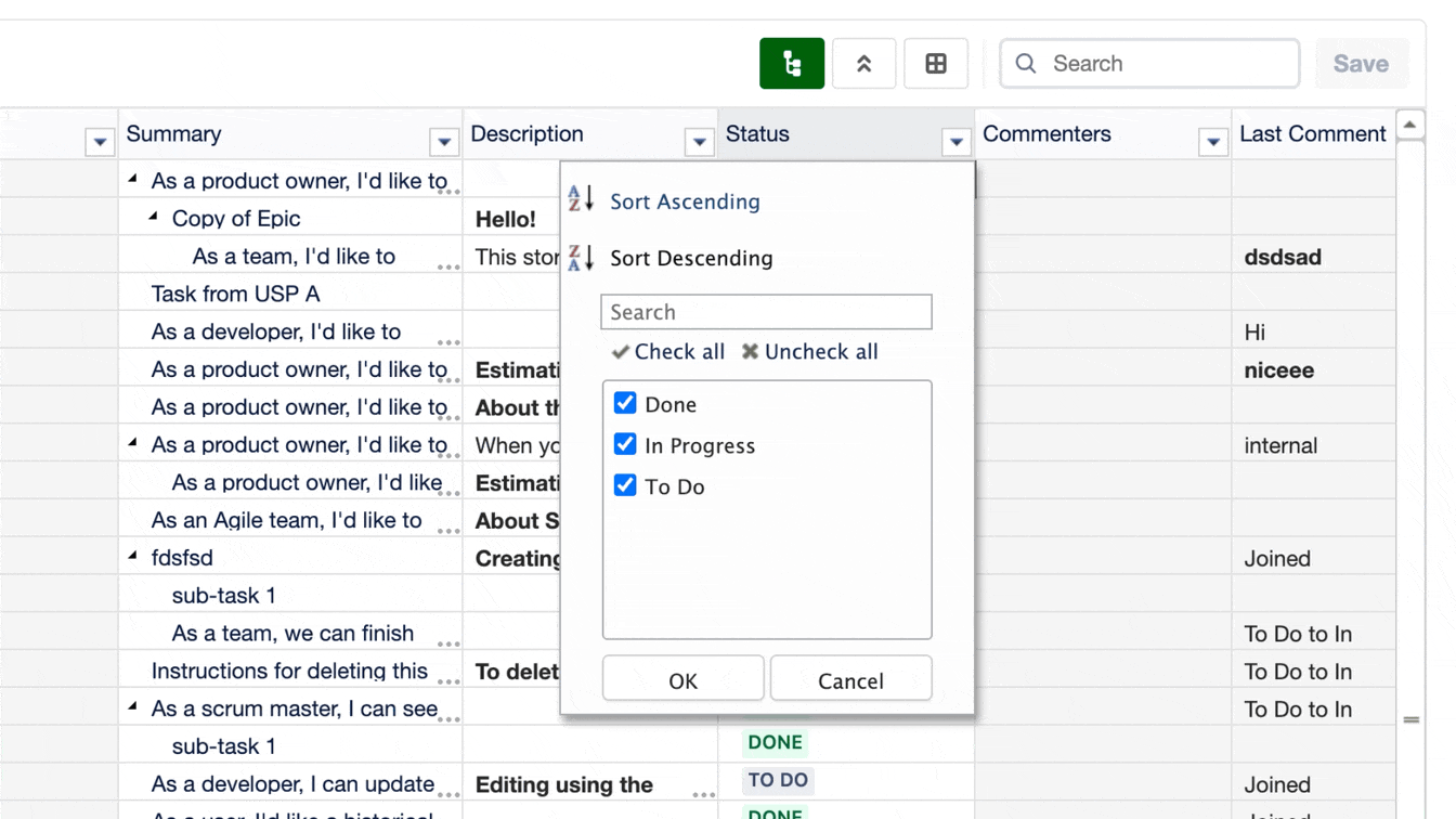 Excel-like dropdown menu in the Excel-like Bulk Issue Editor (Data Center).