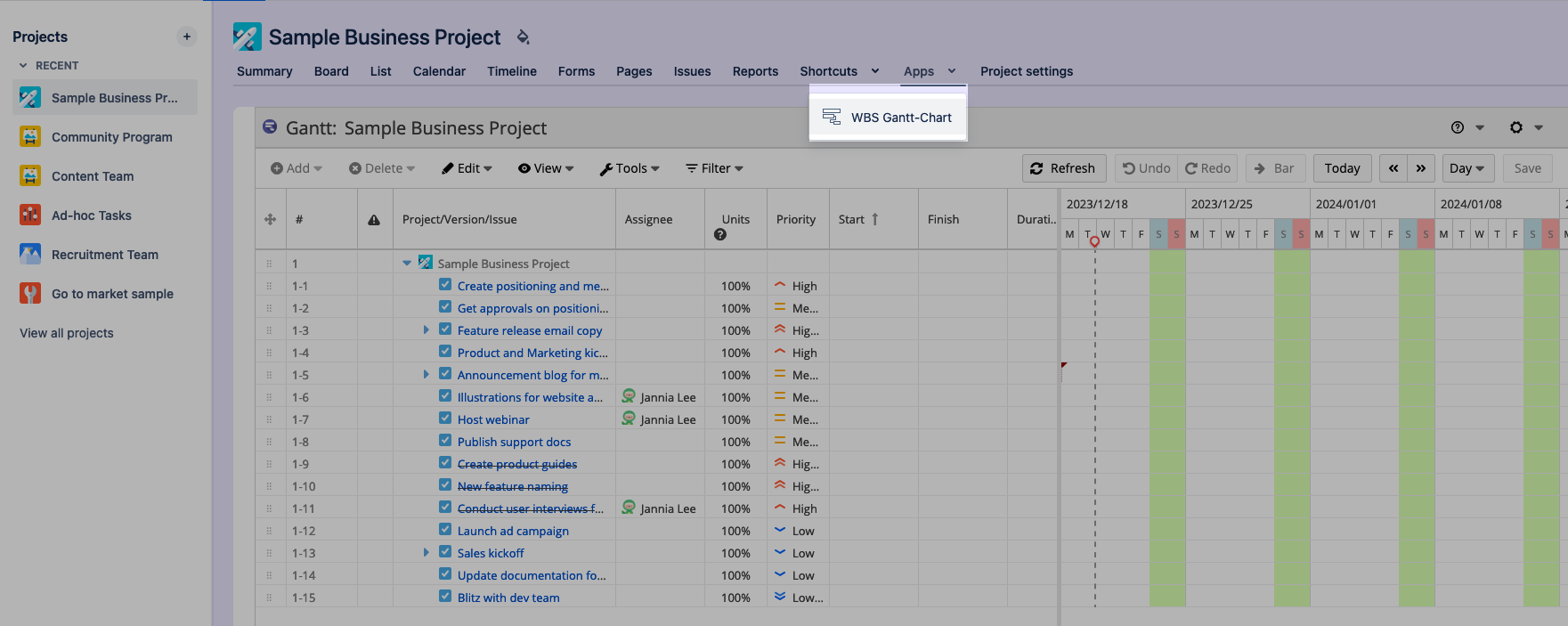 Create Gantt chart in Jira effortlessly for your Work Management projects