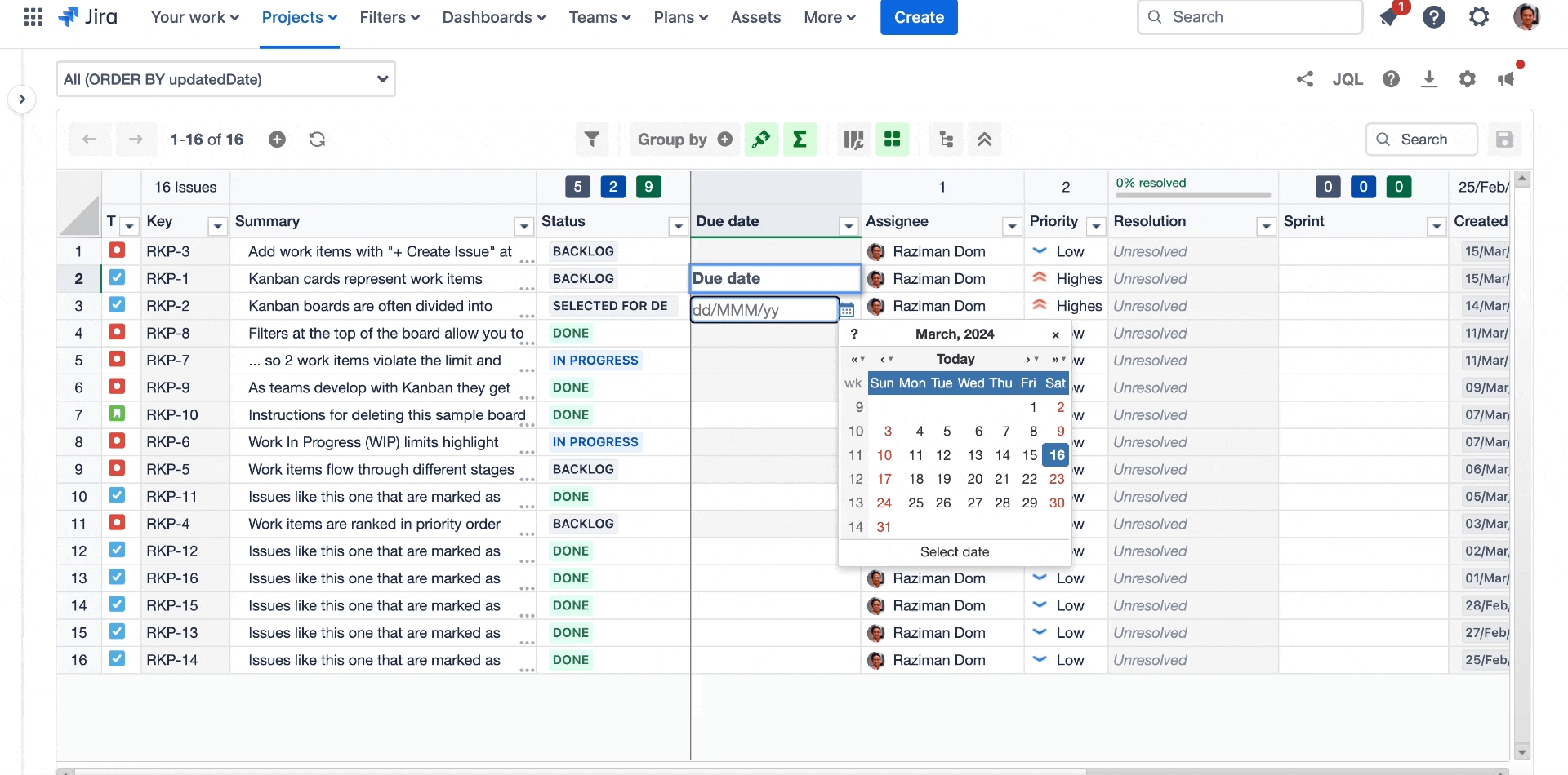 Animated GIF demonstrating the new Date Picker with calendar view for easy date selection.