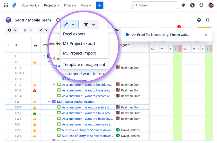 WGC one-click import/export