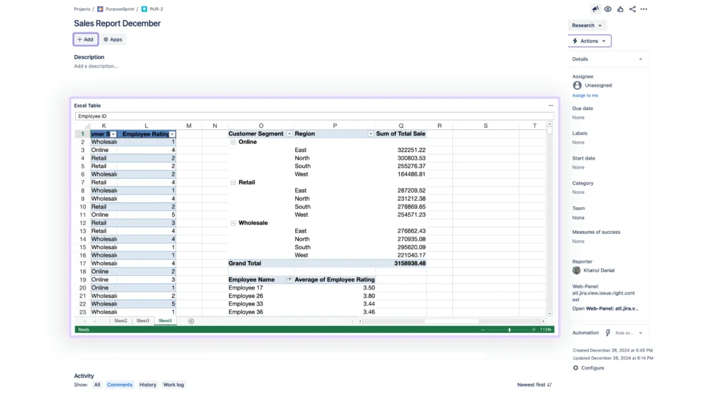 Gain deeper insights with PivotTables. Calculate, summarize, analyze, and explore your work data to identify trends, patterns, and relationships within your Jira issue.
